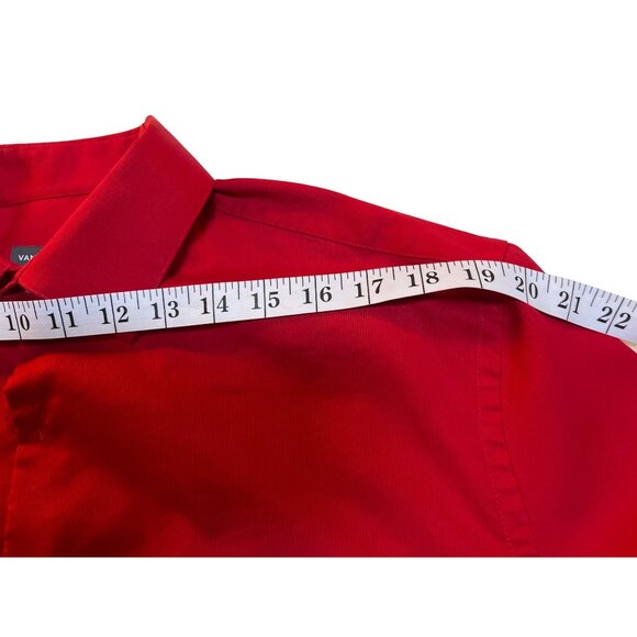 Van Heusen X-Large 17-17 1/2 32-33 Red  Cotton Blend  Long Sleeve Dress Shirt - Picture 9 of 12